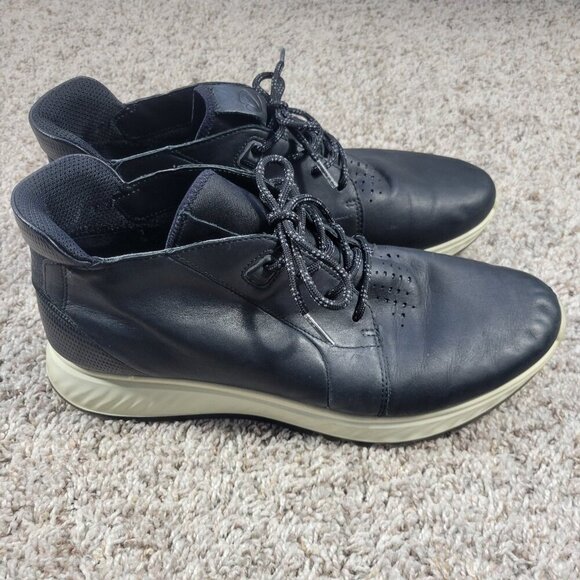 ECCO ST.1 High Men's Black Casual Shoes Sneakers Leather - Picture 3 of 9